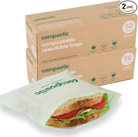 Compostable, Resealable Sandwich Bags 